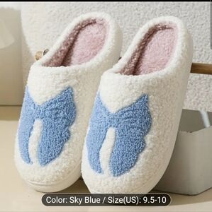 Cozy Women's Slippers with Blue Bow